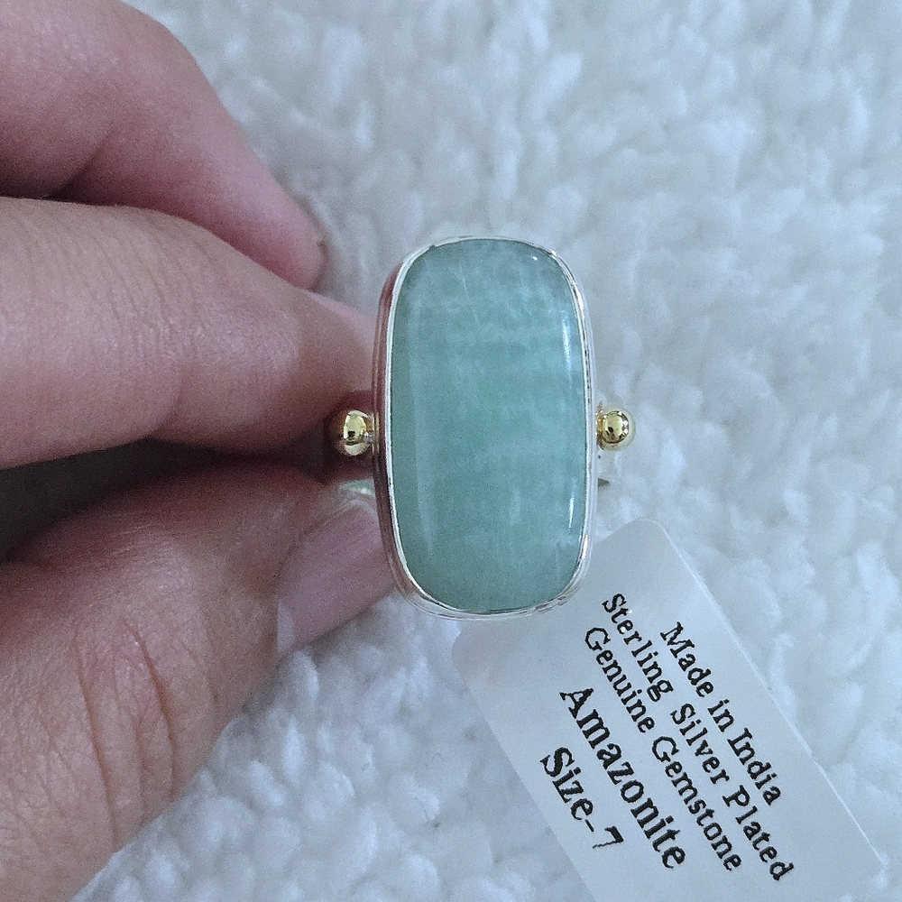 Shivam Rectangular Amazonite Statement Ring💍 - NWT - Picture 9 of 16